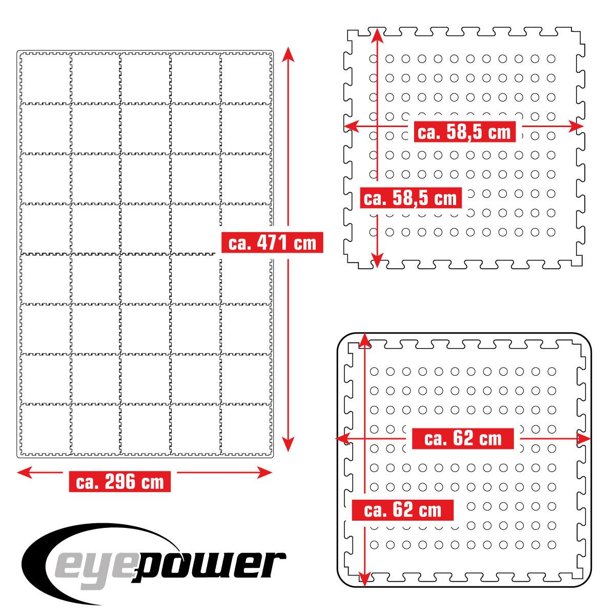 POOLMATTEN 13,9m² 40 EVA Matten 62 cm Blau - Blau, Kunststoff (62/62cm) - eyepower