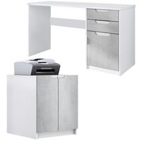 BÜROMÖBELSET Paris Beton Oxid Optik - Hellgrau, Holzwerkstoff (60/180/76cm) - Vladon