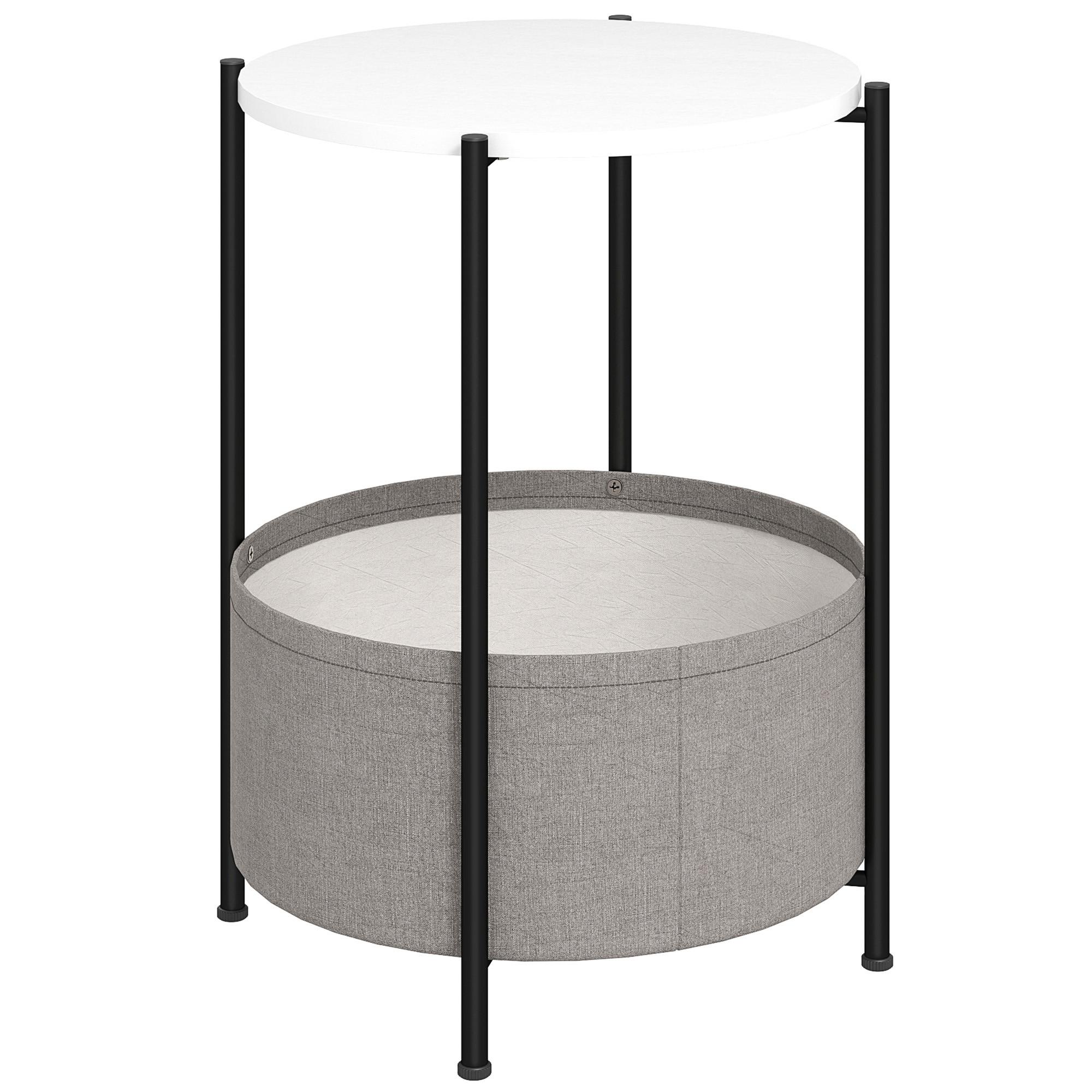 BEISTELLTISCH, für Wohnzimmer, Schlafzimmer, 44 x 44 x 56 cm, Grau+Weiß - Weiß, Metall (44/44/56cm) - HOMCOM