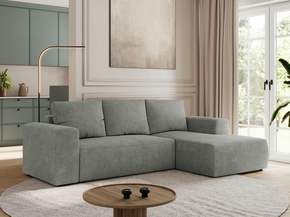 ECKSOFA TRENTINO L Grau Stukture - Rechts - Schwarz/Grau, Kunststoff/Textil (164/266cm) - MKS