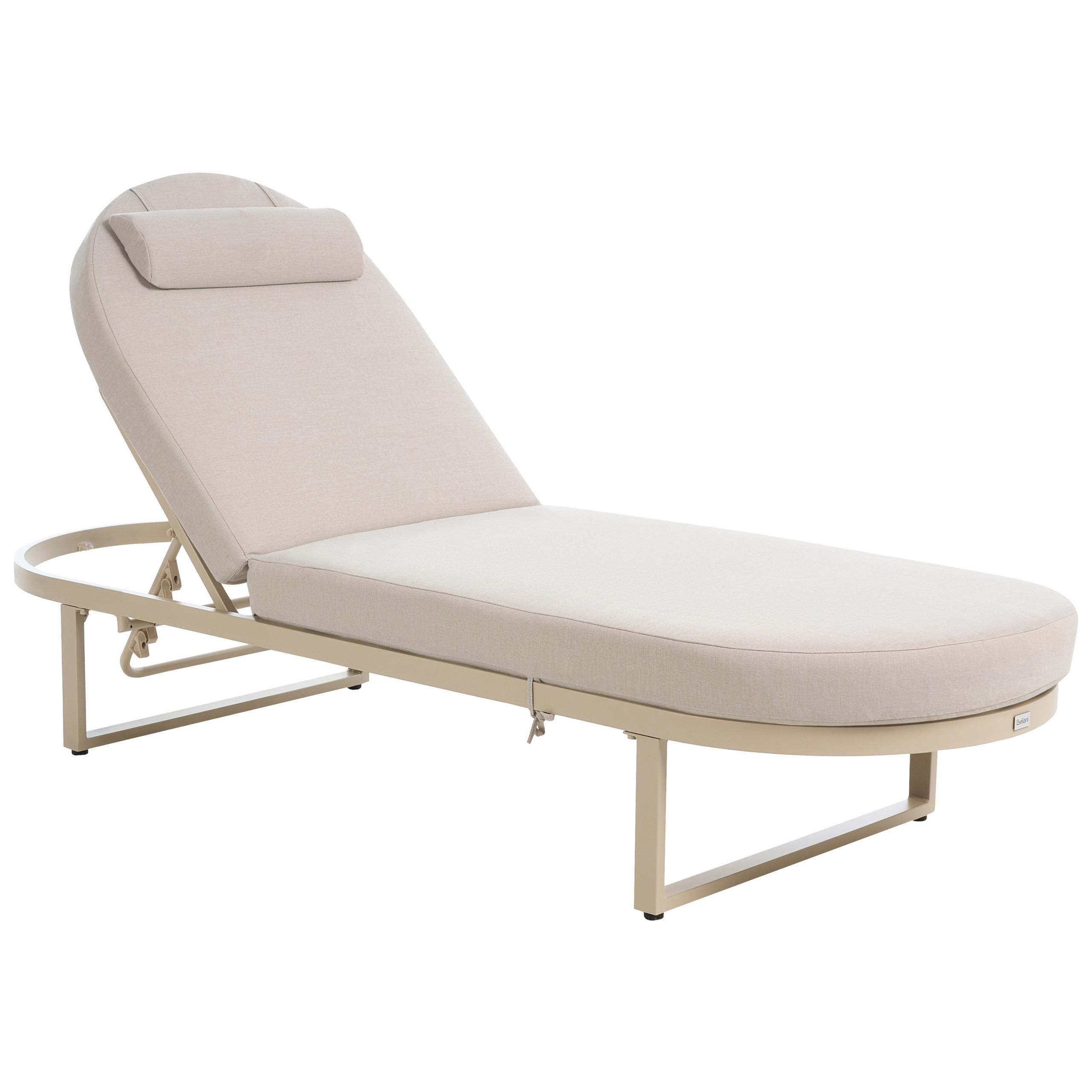 SONNENLIEGE mit Kissen Metall Beige Roncolo - Beige/Schwarz, Metall (128/40/70cm) - Beliani