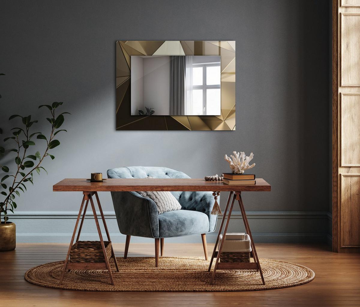 SPIEGEL 80 x 60 cm Rechteckig mit Aufdruck - Goldfarben, Glas (80/60/0.4cm) - TULUP