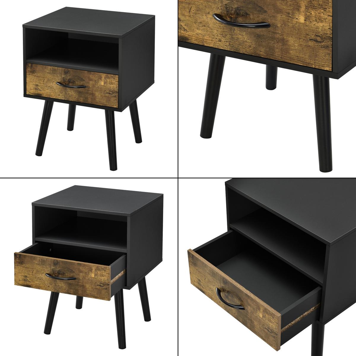 BEISTELLTISCH Gävle - Dunkelbraun/Schwarz, Holz/Holzwerkstoff (40/42/57cm) - [en.casa]