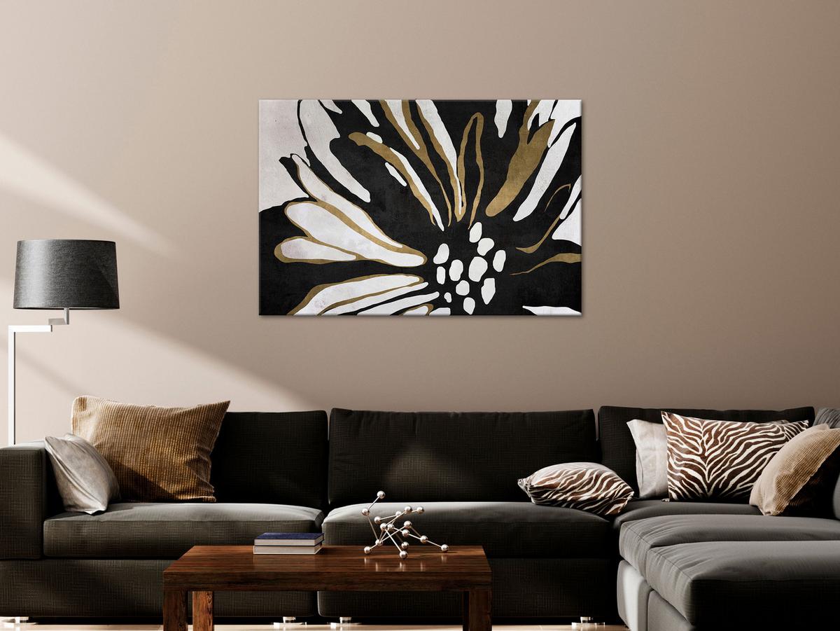 KUNSTDRUCK Schwarz-Weiß 60/40 cm - Goldfarben/Schwarz, Textil (60/40cm) - KUNSTLOFT