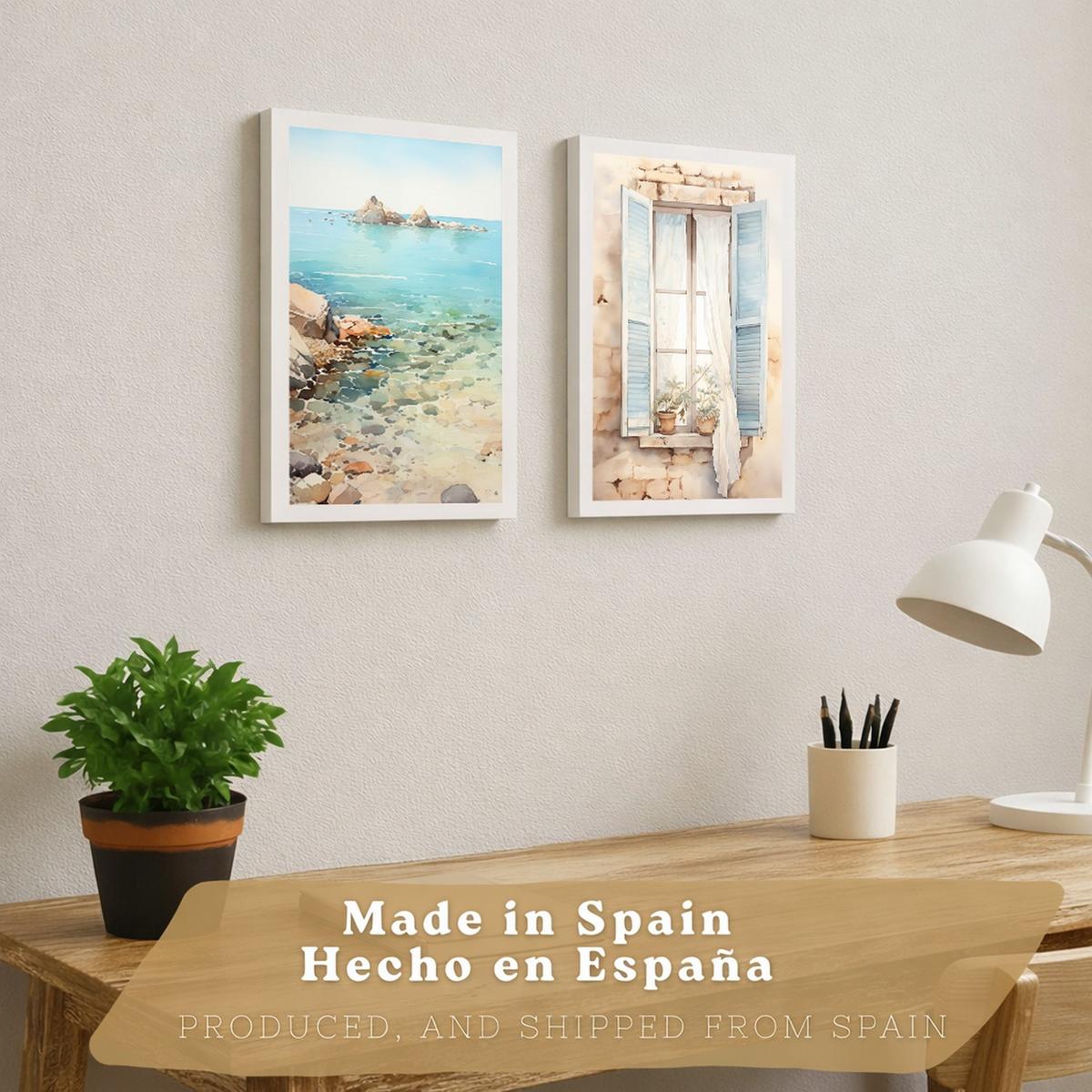 POSTER 3er Bilder-Set Wandbilder Meer Relax modern ohne Rahmen – Wohnzimmer Deko, Schlafzimmer, Küche, Badezimmer Weißer Rahmen A4 - Weiß, Papier (29.7/1/21cm) - Nacnic