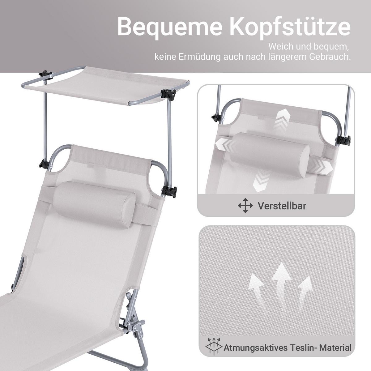 SONNENLIEGE 2er Set Beige - Beige, Textil/Metall (195/90/63cm) - SoBuy