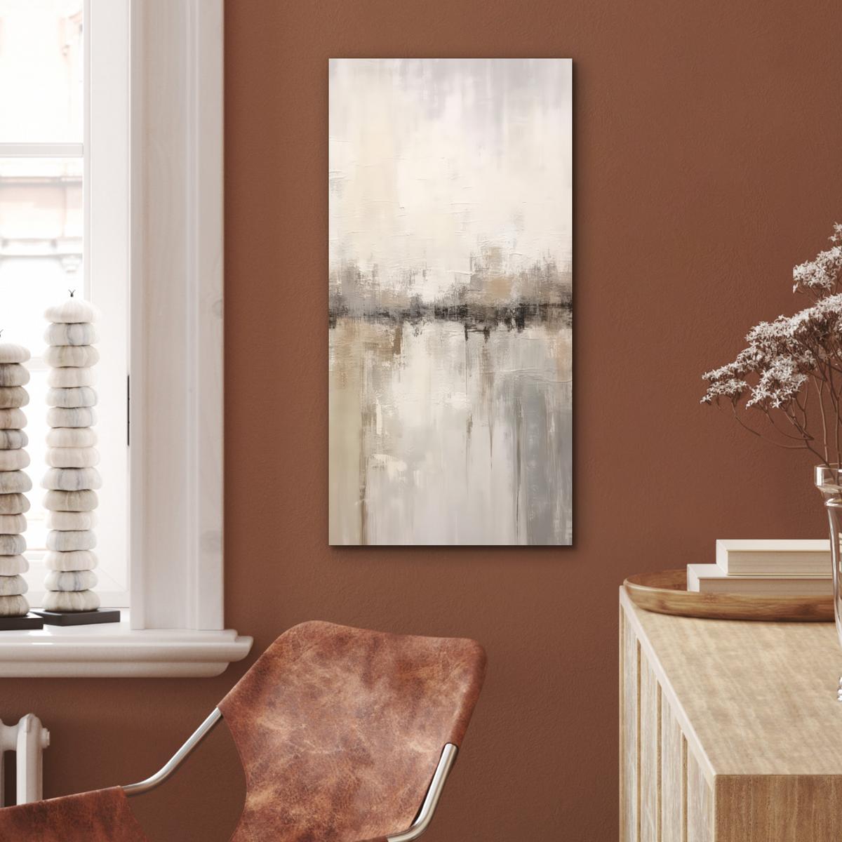 METALLBILD Moderne Kunst - Abstrakt - Beige 40x80 cm - Beige, Metall (40/80cm) - MuchoWow