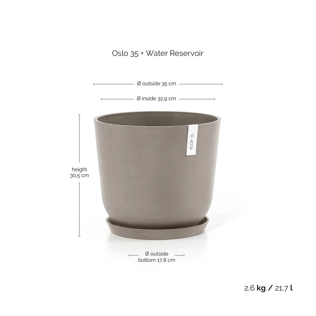 BLUMENTOPF mit Wasserreservoir Oslo 35/30,5 cm Taupe - Taupe, Kunststoff (35/30.5cm) - Ecopots