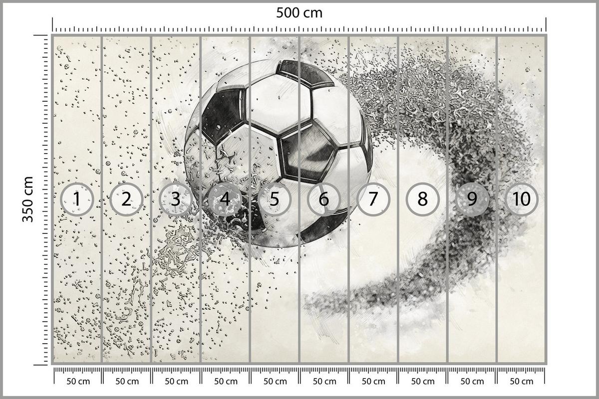 FOTOTAPETE für Kinderzimmer Abstrakter Sand Fußball Sport 500x350 - Beige/Creme, Papier (500/350cm) - Muralo