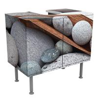 WASCHBECKENUNTERSCHRANK Stillleben mit grauen Steinen 60/55/35 cm - Grau, Holzwerkstoff (60/55/35cm) - Bilderwelten