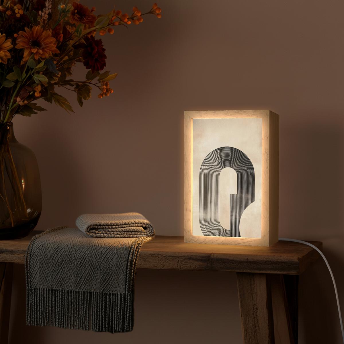 WANDLEUCHTE Schleife - Streifen - Minimalistisch - Schwarz 20x30 cm - Beige, Holzwerkstoff (20/30/8cm) - OnlyWow