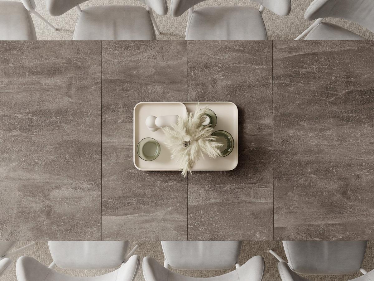 ESSTISCH Elan rechteckig ausziehbar verlängerbar mit Schwarzen Metallbeinen, Beton Dunkelgrau 160-250/90/76 cm - Dunkelgrau/Schwarz, Holzwerkstoff/Metall (90/250/76cm) - WFL GROUP
