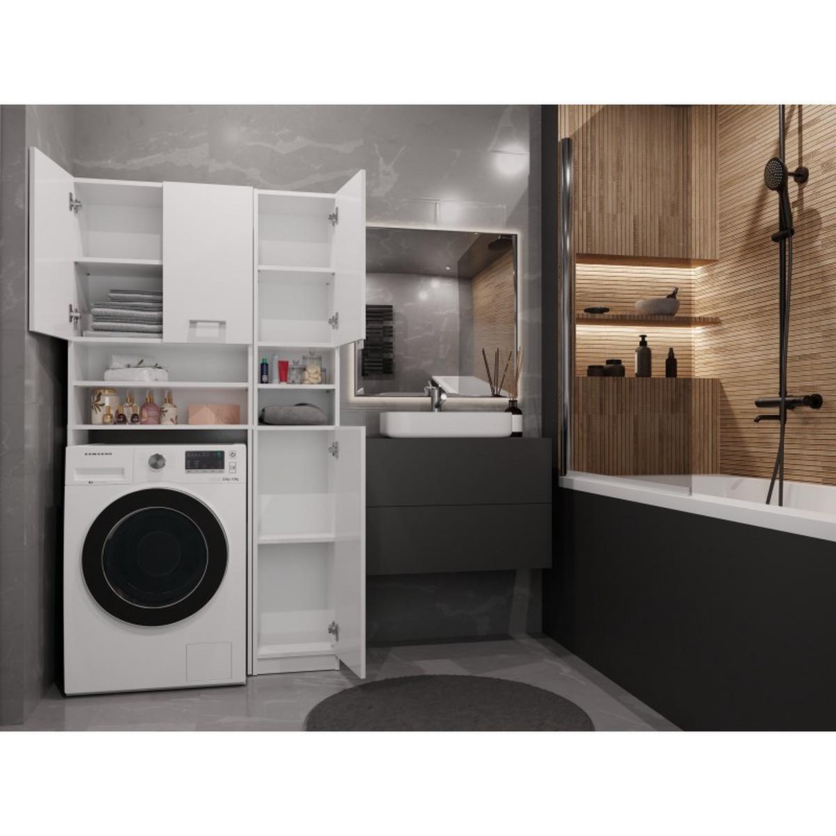 WASCHMASCHINENUMBAUSCHRANK Badezimmer-Schrank-Set Weiß 96/180/30 - Weiß, Holzwerkstoff (96/180/30cm) - RAUMHIRSCH FURNITURE