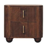 NACHTKASTEN Marlowe Geriffelt, 2 Schubladen, Dunkelbraun - Dunkelbraun/Messingfarben, Holz/Metall (55/53/40cm) - Artisan Furniture