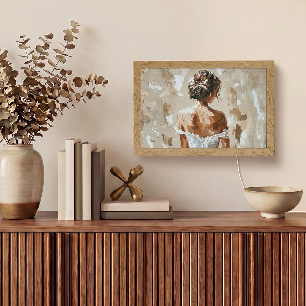 WANDLEUCHTE Frau - Farbe - Abstrakt - Beige - Modern 30x20 cm - Hellbraun, Holzwerkstoff (30/20/8cm) - OnlyWow