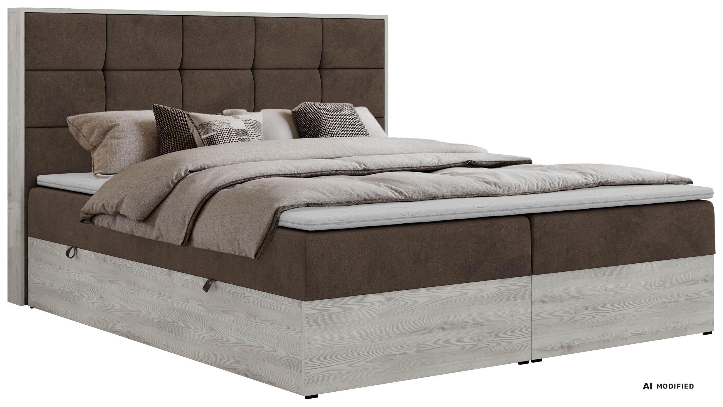 BOXBETT ALNOR 180/200 Braun Velvet - Topper T25 - H3 - Schwarz/Braun, Kunststoff/Textil (180/200cm) - MKS