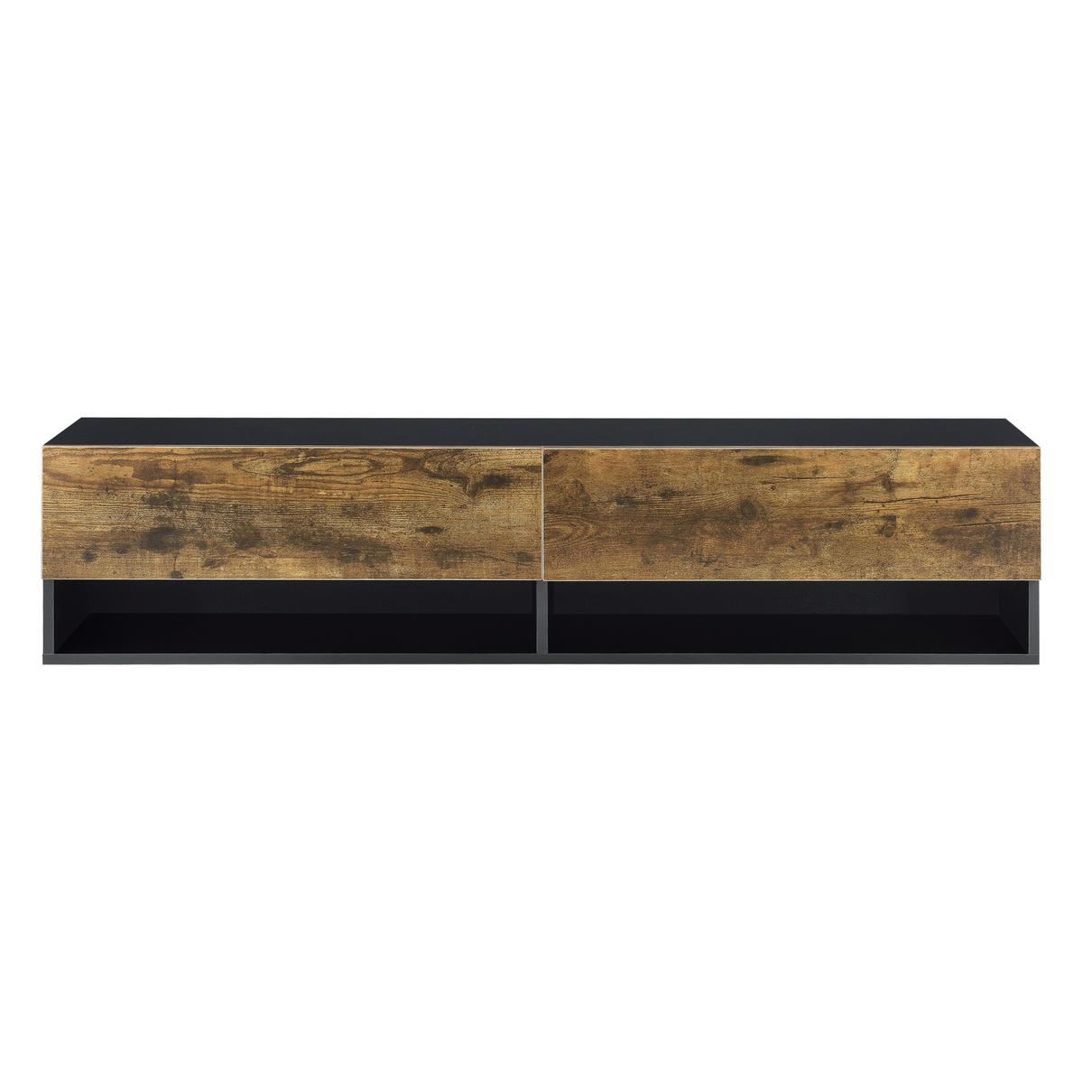 HÄNGELOWBOARD Halmstad - Eichefarben/Schwarz, Holzwerkstoff (140/30/31cm) - [en.casa]