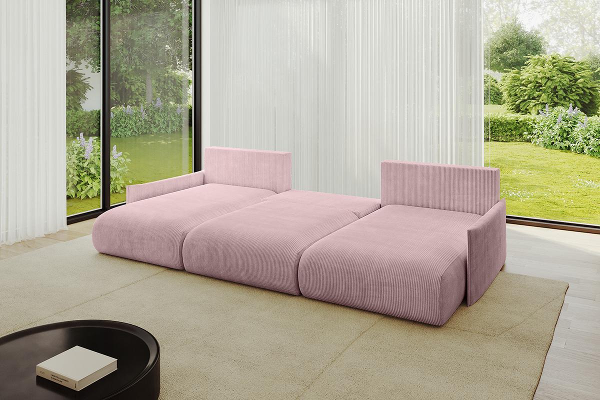 WOHNLANDSCHAFT mit Schlaffunktion und Bettkasten ONESK-U-v1 317x177x72 Rosa Cord - Rosa, Holzwerkstoff/Kunststoff (317/72/177cm) - ALTDECOR
