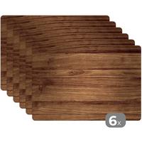 PLATZSETS 6er-Set Holzoptik - Braun Tisch Untersetzer-Set 45x30 cm - Teakfarben, Kunststoff (0.3/45/30cm) - MuchoWow