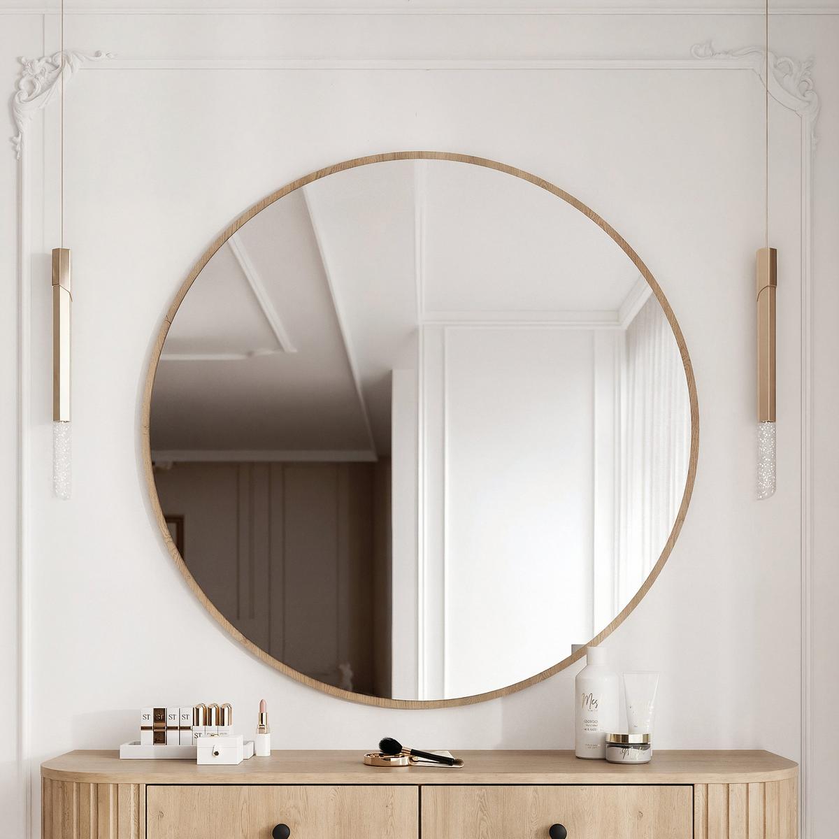 WANDSPIEGEL OVALINE 100 cm Cremona-Eiche - Eichefarben, Glas/Holzwerkstoff (100/100/1.6cm) - Idohome