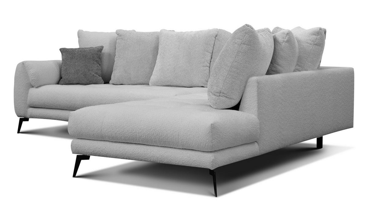 ECKSOFA CALME 5-Sitzer, hellgrau - Hellgrau/Schwarz, Holz/Textil (294/229cm) - Wozimo
