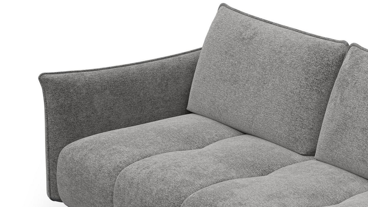 SOFA AERA 2,5-Sitzer, platingrau - Schwarz/Grau, Holz/Textil (187/89/96cm) - Wozimo