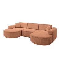 WOHNLANDSCHAFT MARI-U1-v3 - 303x171x83 cm Orange Velours - Schwarz/Orange, Holzwerkstoff/Kunststoff (303/83/171cm) - ALTDECOR