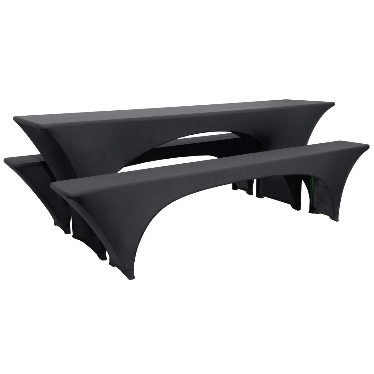 BIERTISCHHUSSE Victoria 70cm Stretch Schwarz (3tlg) - Schwarz, Textil (70/220cm) - Beautissu 
