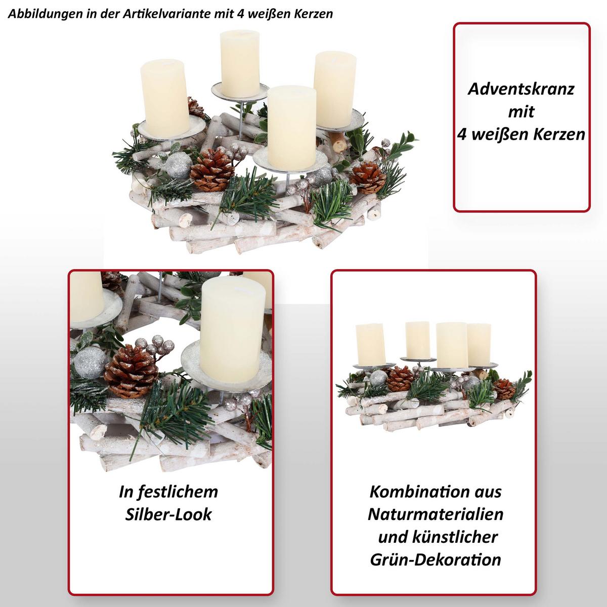 ADVENTSKRANZ MIT KERZEN Weiß - Weiß, Holz (20cm) - MCW