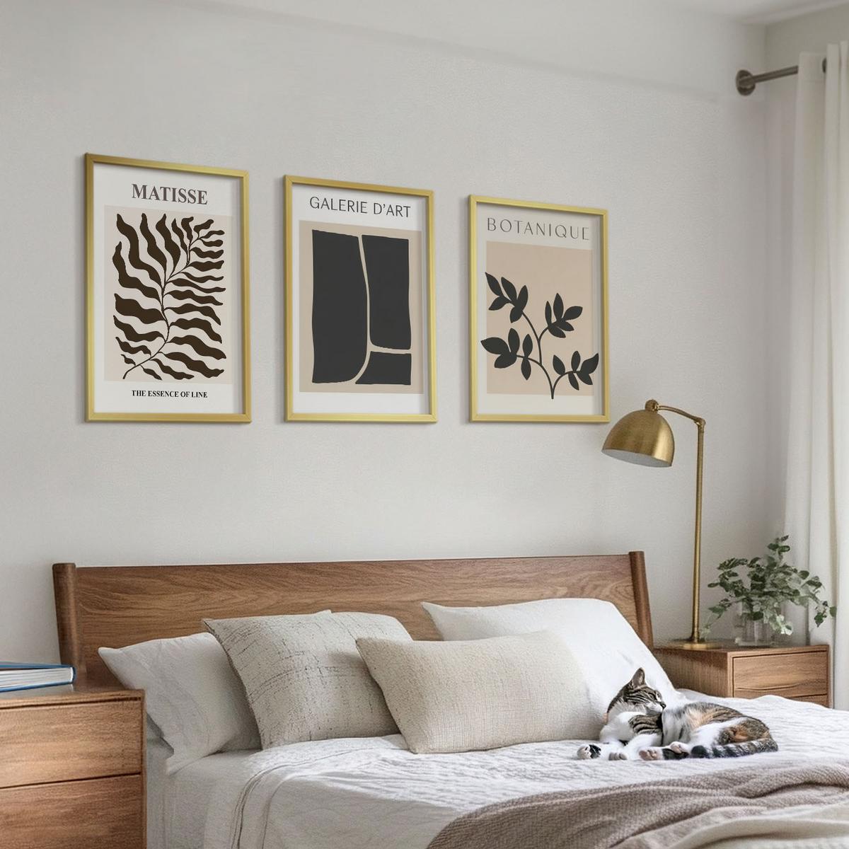 BILDER SET 3er Set - 40x60 cm Goldrahmen - Minimalistische Pflanzenposter - Goldfarben, Kunststoff (40/60cm) - TULUP