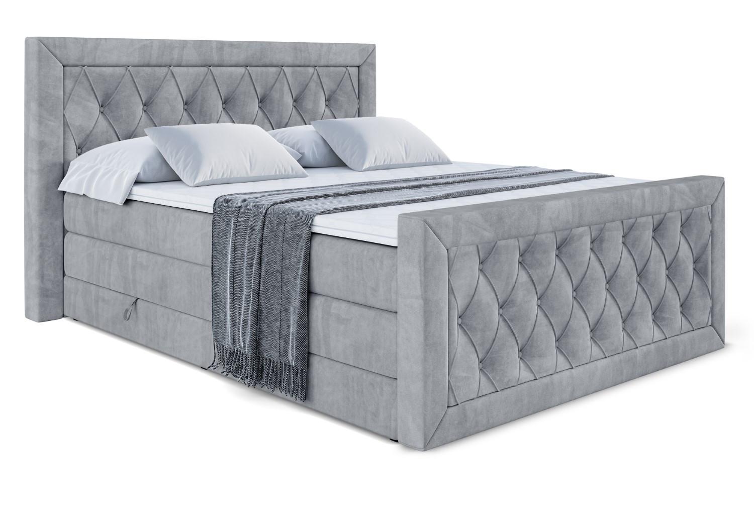 BOXSPRINGBETT NOEL-Z KING - 180 x 200 - H3/H4 - Grau - Grau, Holzwerkstoff (180/200cm) - ALTDECOR