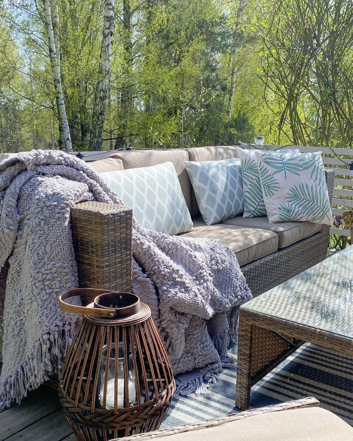 GARTENKISSEN 2er-Set Rautenmuster mintgrün/weiß 40/70 cm Kalamos - Grün, Textil (40/70cm) - Beliani
