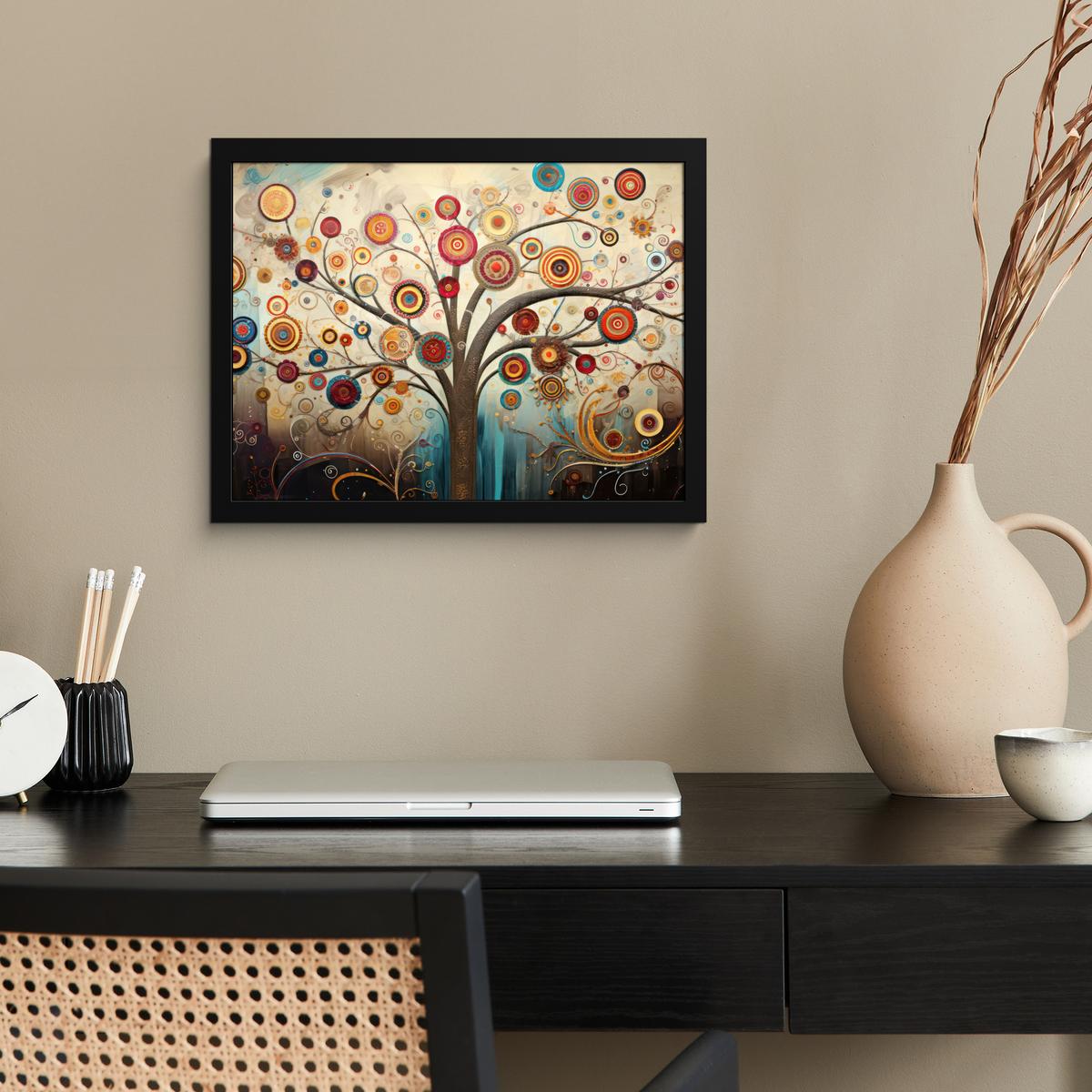 POSTER MIT RAHMENGERAHMTES BILD Baum - Baum des Lebens - Farbe 40x30 cm - Braun, Papier (40/30cm) - MuchoWow