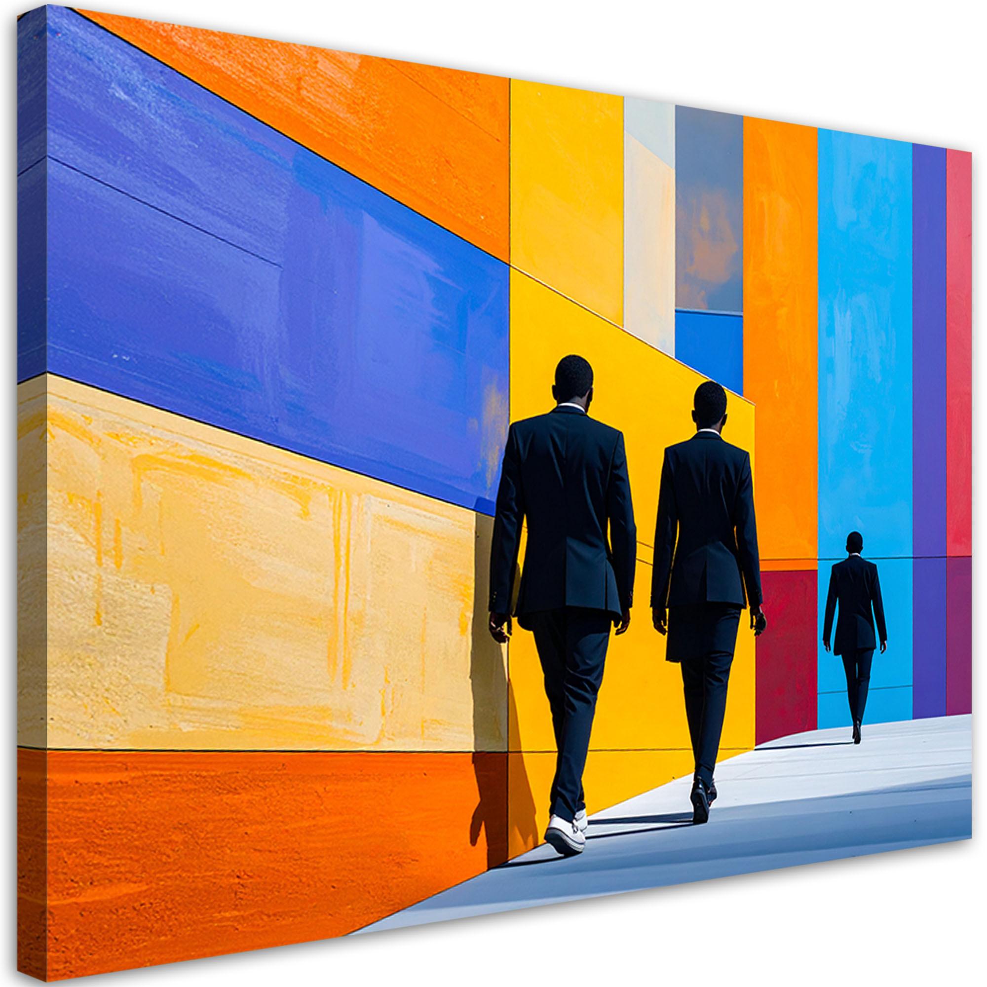 LEINWANDBILD Menschen Straße Abstrakt 120x80cm - Multicolor, Textil (120/80cm) - Feeby
