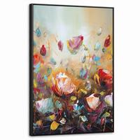 LEINWAND Bilder mit Rahmen - Blumen - Kunst - Natur - Ölgemälde - 60x90 - Multicolor, Textil (60/90cm) - MuchoWow