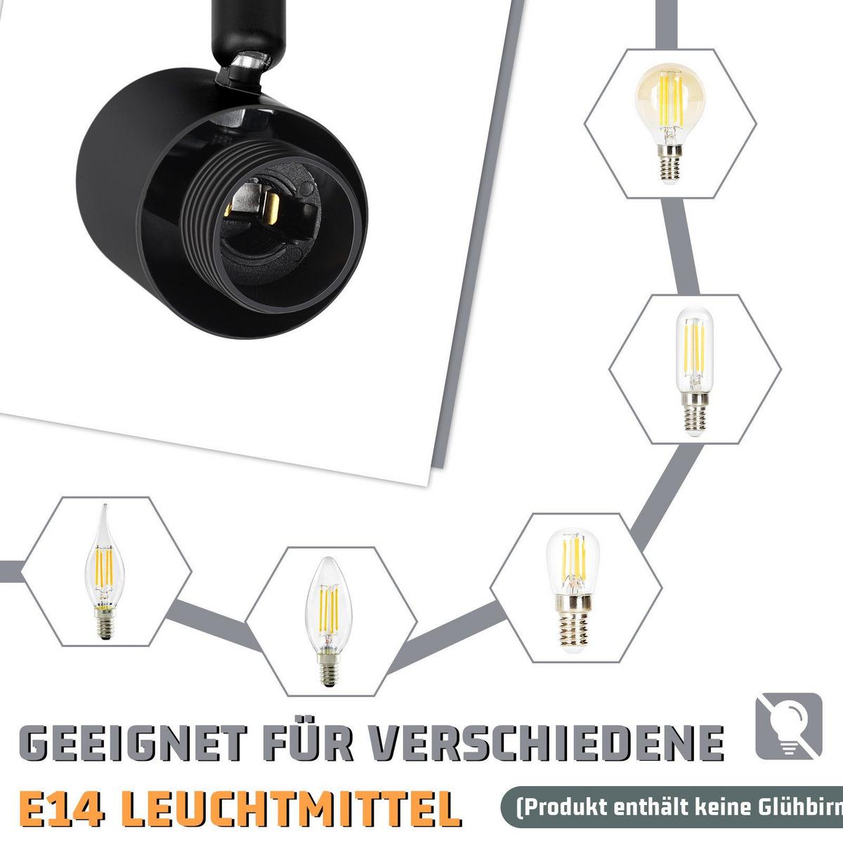 DECKENSTRAHLER Scheinlinde 10/16.5/42.5 cm - Schwarz, Metall (42.5/10/16.5cm) - ZMH