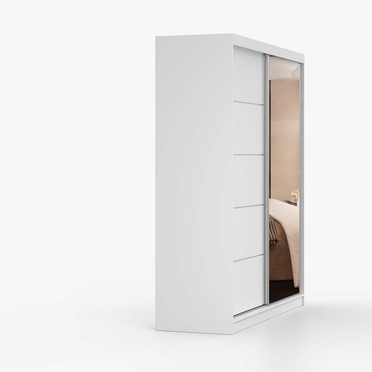SCHWEBETÜRENSCHRANK 183/218/61 cm 2-türig Bella 03 Weiß, Weiß - Alufarben/Weiß, Holzwerkstoff/Metall (183/218/61cm) - imoebel24
