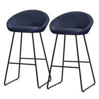 BARHOCKER 2er Set Dunkelblau mit Stoffbezug - Schwarz/Dunkelblau, Metall (56/94/50cm) - ML-DESIGN