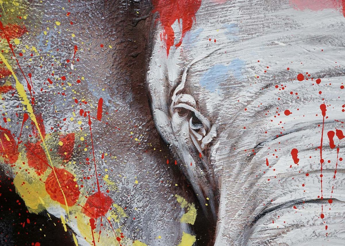 ÖLGEMÄLDE ELEFANT HANDGEMALT Mehrfarbig - Multicolor, Textil (120/180cm) - MCW
