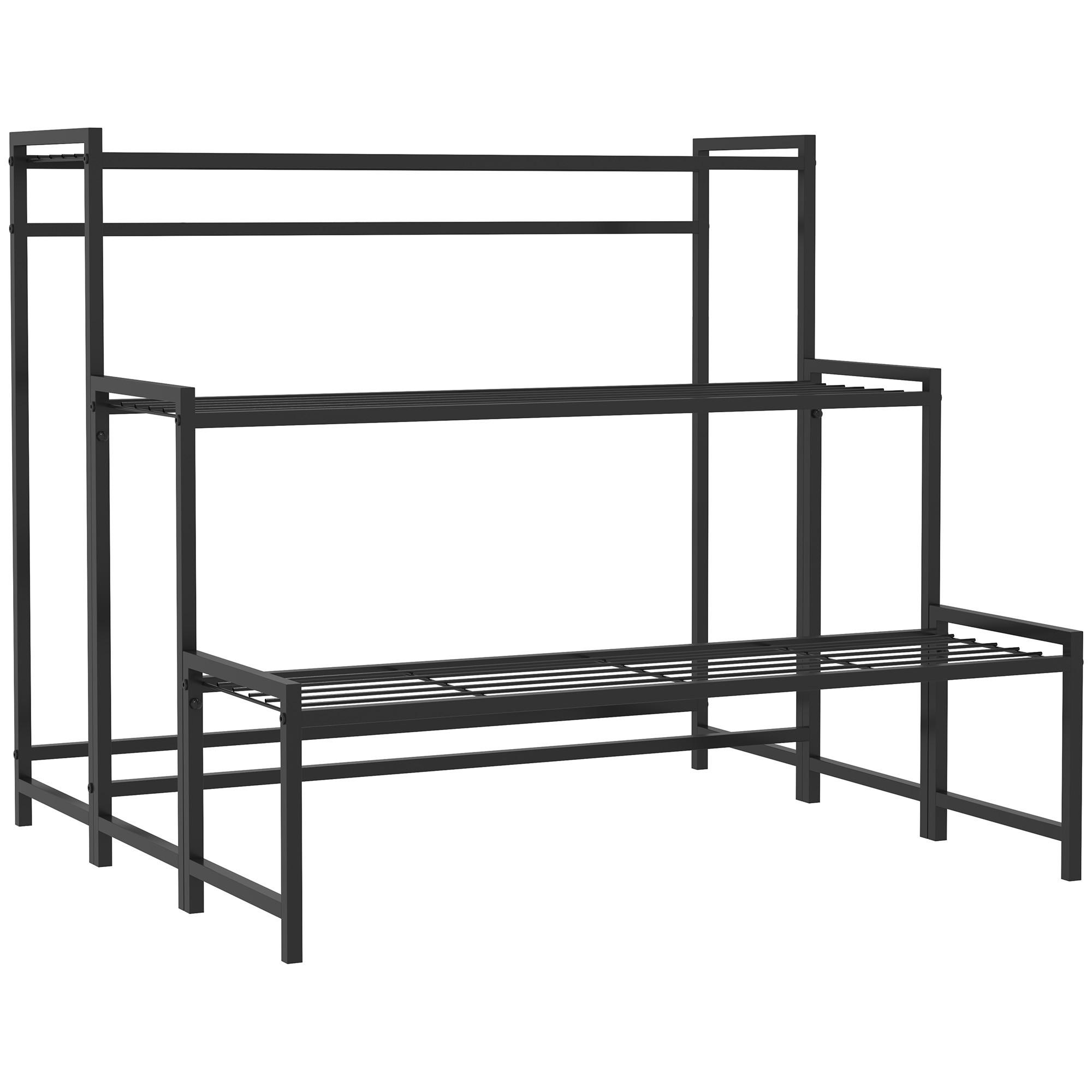 PFLANZENSTÄNDER Metall Schwarz - Schwarz, Metall (70/66/75cm) - Outsunny