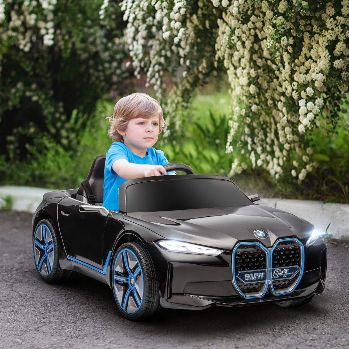 KINDER Elektroauto Elektrofahrzeuge mit Fernbedienung, MP3-Player, 3-5 km/h - Schwarz, Metall (115/67/45cm) - HOMCOM
