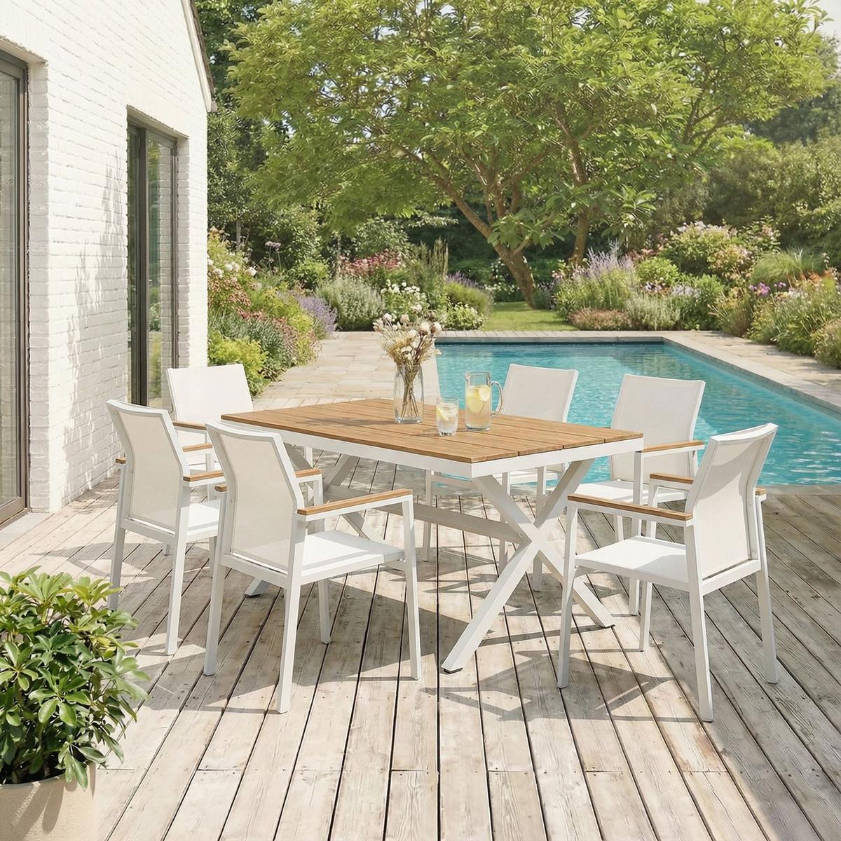 GARTENMÖBEL SET WINDY 7er Set beige - Beige, Metall - IDIMEX
