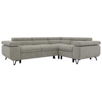 ECKSOFA FALCO L - Hellgrau Stukture - Rechts Seite - Hellgrau/Schwarz, Textil/Metall (268/197cm) - MKS