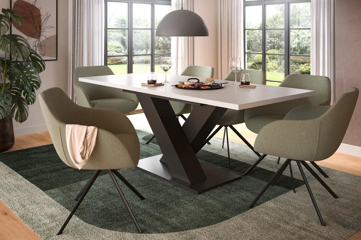 ESSTISCH weiß, grau 150 - 190 cm, Küchentisch ausziehbar - Weiß/Grau, Holz/Holzwerkstoff (150/90/76cm) - Inn.Furn