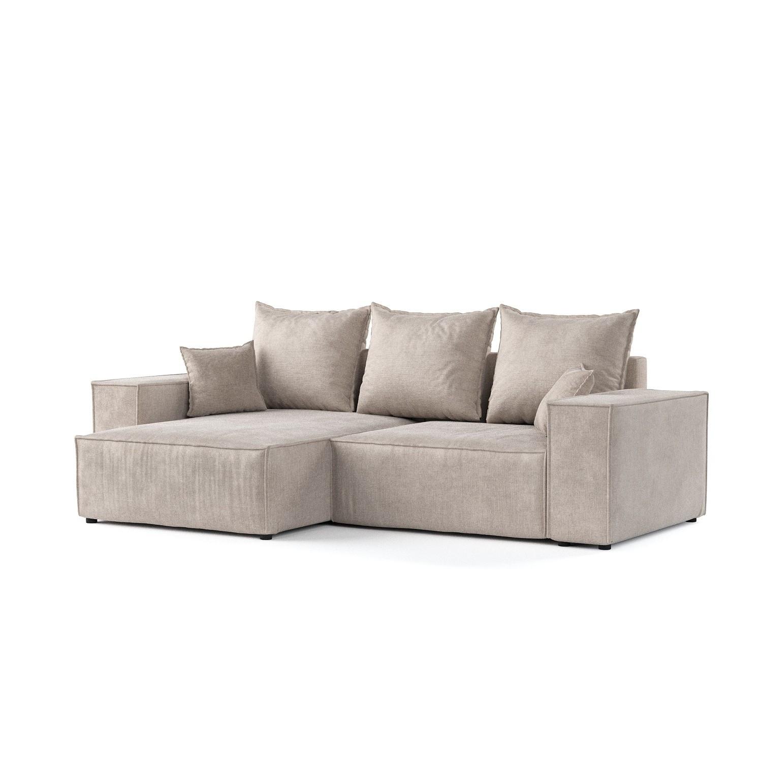 ECKSOFA SENSO mit Schlaffunktion Beige im Wind Stoff - Beige/Schwarz, Holz/Holzwerkstoff (255/148cm) - AltaBeds