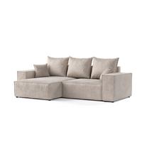 ECKSOFA SENSO mit Schlaffunktion Beige im Wind Stoff - Beige/Schwarz, Holz/Holzwerkstoff (255/148cm) - AltaBeds