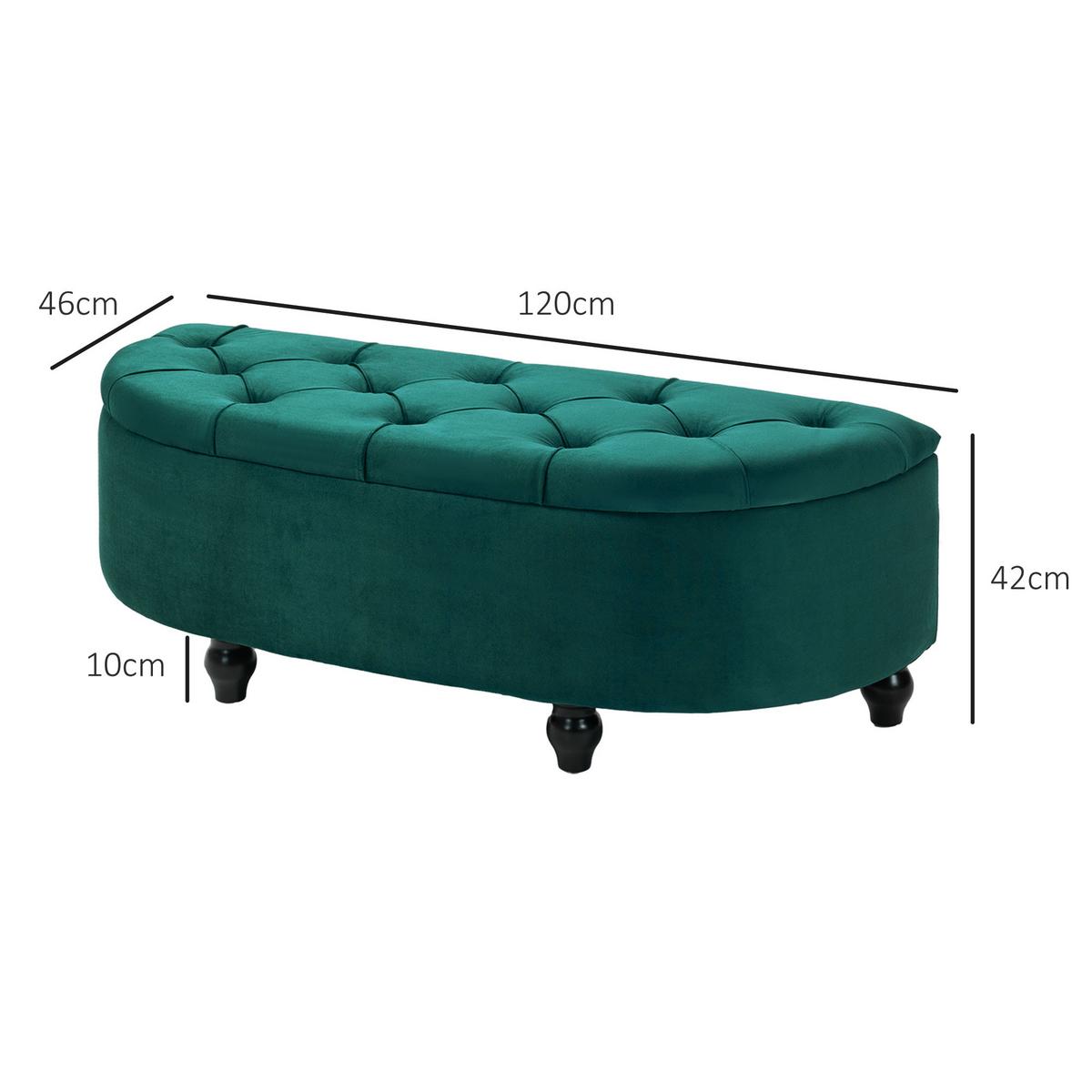 TRUHENBANK Velvet-Touch Dunkelgrün - Dunkelgrün/Schwarz, Holz/Kunststoff (45/45/118cm) - HOMCOM