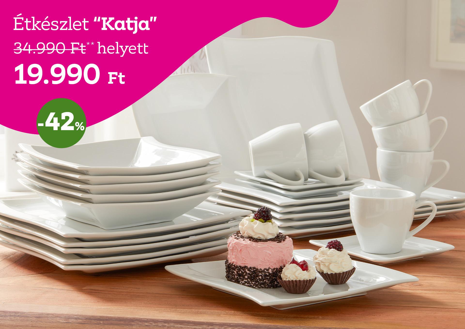Étkészlet KATJA 34990 Forint helyett 19990 Forint, kedvezmény mértéke 42%