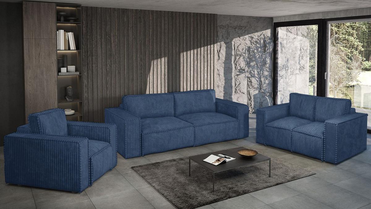 SCHLAFSOFA Vajana - Dunkelblau, Holzwerkstoff/Textil (240/86/102cm) - Fun Möbel