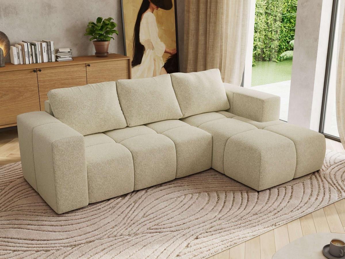 ECKSOFA MONIVA Creme Strukture - Rechts - Creme/Schwarz, Kunststoff/Textil (266/164cm) - MKS